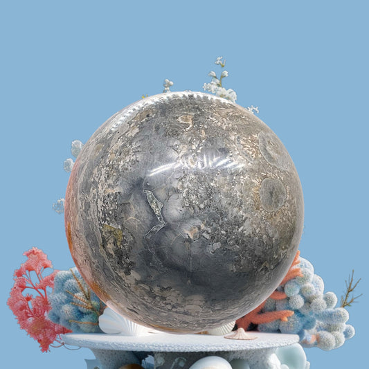 XL Ozeanjaspis Kugel mit Ständer | 10 cm | 1385 gr. | TOP 1A-Qualität I Heilstein I Sammlerstück I Der Kreativstein | Unikat-Masterpiece 1654 I Madagaskar
