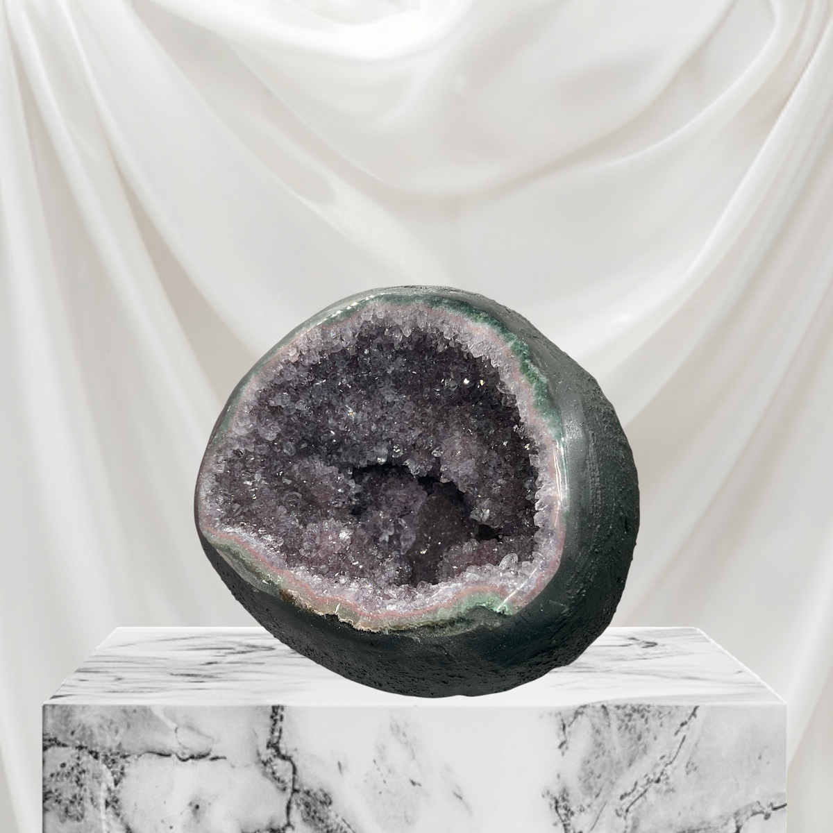 Amethyst Druse Minidruse mit phantastischen Kristallen I 1,85 KG I 13x13x12 cm I Blickfang I Unikat-Masterpiece 1628 I Brasilien