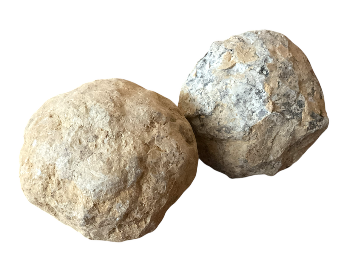 Geoden Set in Orangengröße I 2 sehr große Geoden I je 8-9 cm und gesamt 800-1000 Gramm zum selber aufbrechen - mit Anleitung und Erklärung
