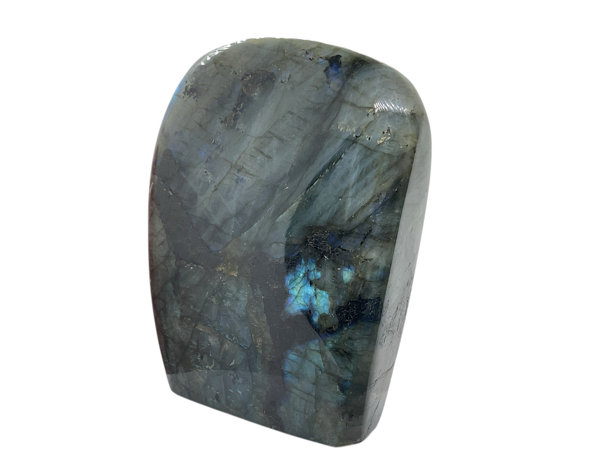 Labradorit Freeform I hochglanzpoliert I 11x4,5x14cm I 1425 gr. I Highlight für jeden Raum I Unikat-Masterpiece 1523 I AAA-Qualität I Sammlerstück I Madagaskar