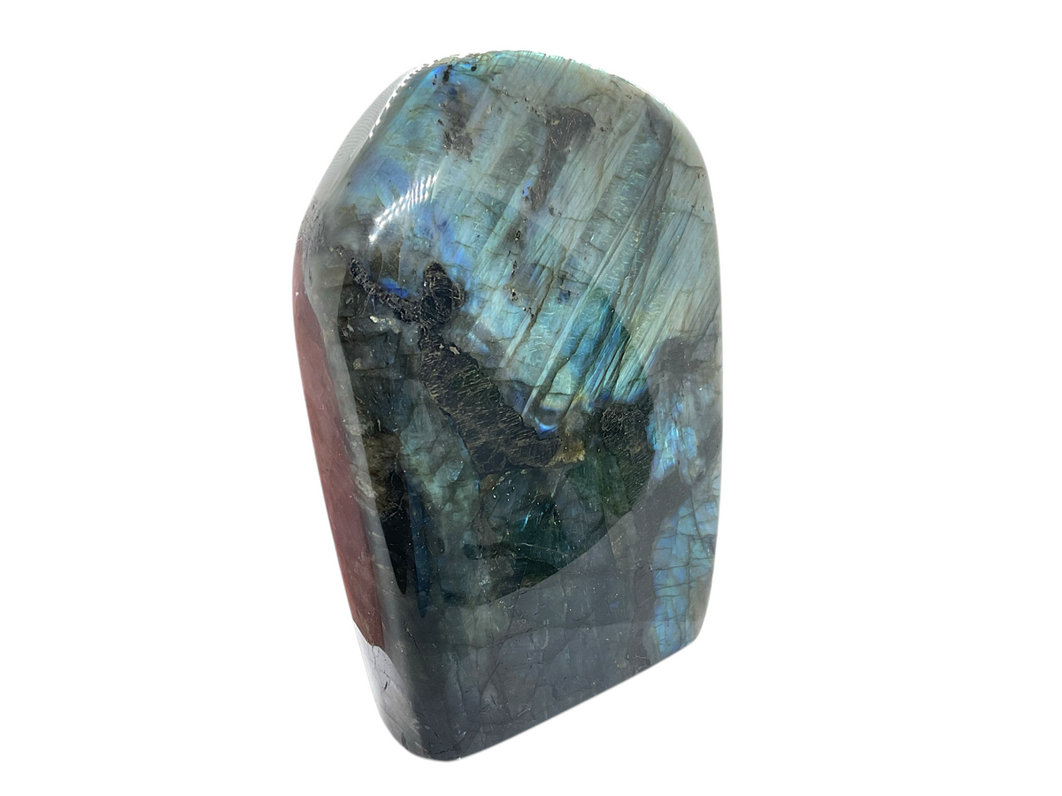 Labradorit Freeform I hochglanzpoliert I 11x4,5x14cm I 1425 gr. I Highlight für jeden Raum I Unikat-Masterpiece 1523 I AAA-Qualität I Sammlerstück I Madagaskar
