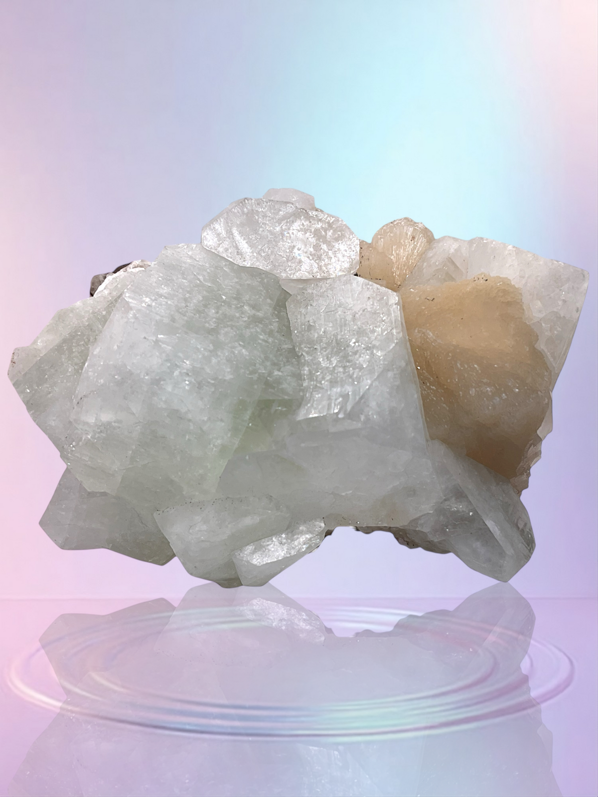 Apophyllit mit Stilbit Kristallstufe aus Poona Indien – 529 g – 11 × 7 × 7 cm – Sammlerstück – Unikat Masterpiece 1665
