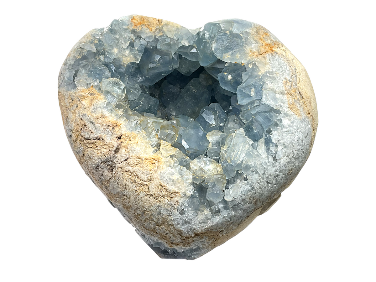 Coelestin Kristall in Herzform I 2,37 KG I 14x12x8cm I herrlich blaue Kristalle | Top 1A-Qualität | Sammlerstück I Unikat-Masterpiece 1640 I Madagaskar