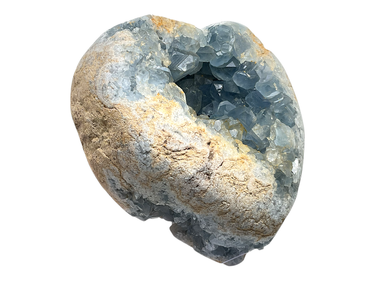 Coelestin Kristall in Herzform I 2,37 KG I 14x12x8cm I herrlich blaue Kristalle | Top 1A-Qualität | Sammlerstück I Unikat-Masterpiece 1640 I Madagaskar