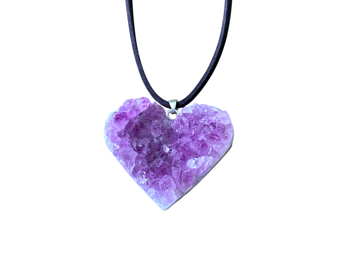 Amethyst Herz Anhänger 925 Silber I incl. 80 cm Wildlederband und Geschenkverpackung I ca. 10 gr. I ca. 2-3 cm I Handarbeit I Brasilien