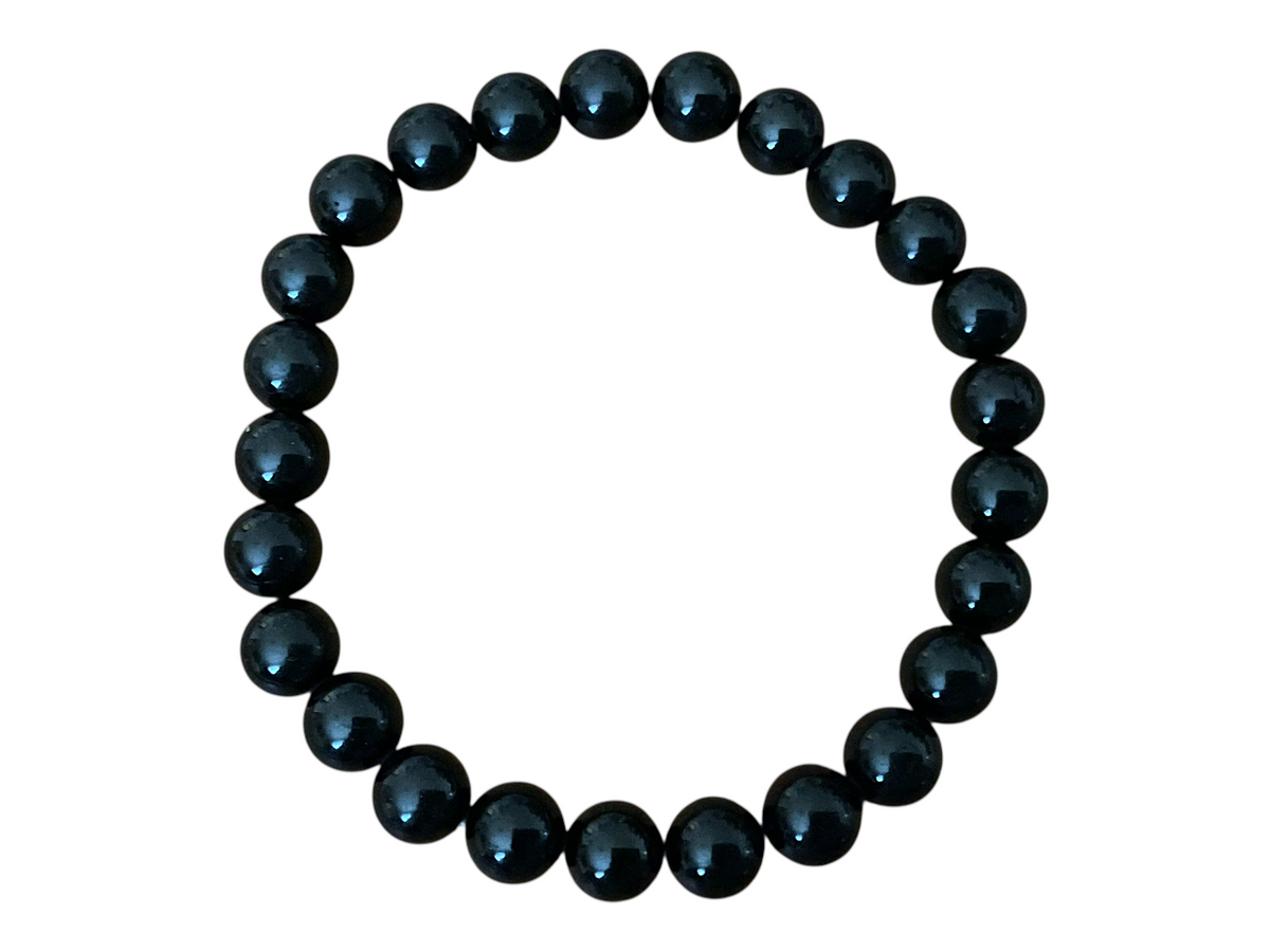 Turmalin (Schörl) Perlenarmband I 8mm I 20,5cm I starker Schutzstein I handgefertigt I elastisch I AAA-Qualität I Geschenkverpackung I Brasilien