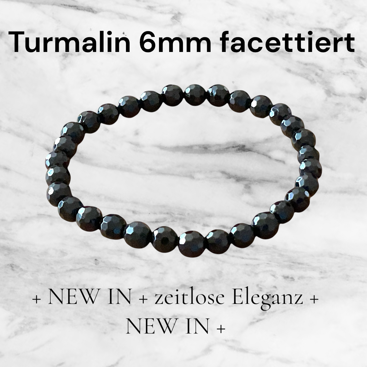 Turmalin (Schörl) Perlenarmband facettiert I 6mm I 18,0cm I starker Schutzstein I handgefertigt I elastisch I AAA-Qualität I Geschenkverpackung I Brasilien