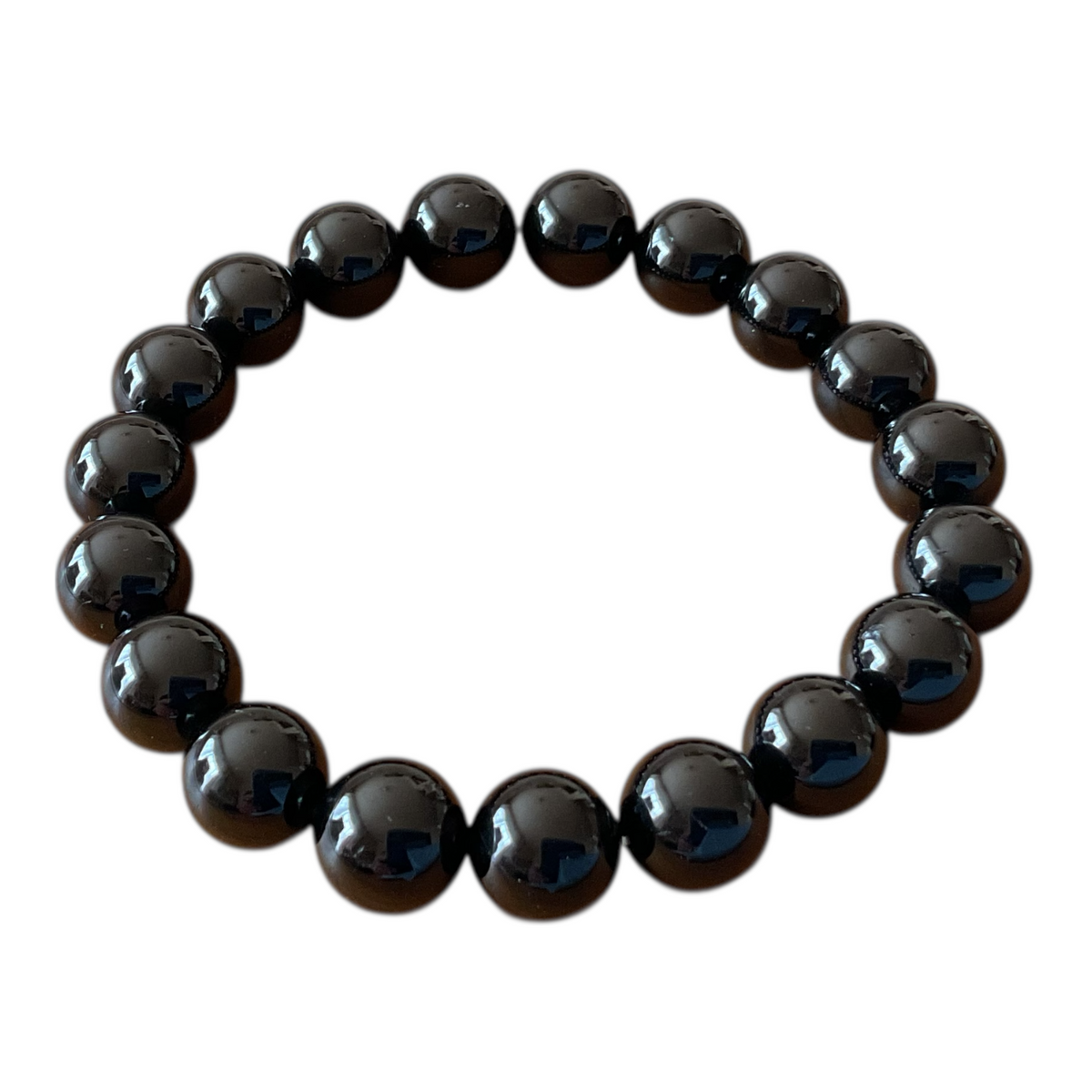 Turmalin (Schörl) Perlenarmband I 10mm I 19,0cm I starker Schutzstein I handgefertigt I elastisch I AAA-Qualität I Geschenkverpackung I Brasilien