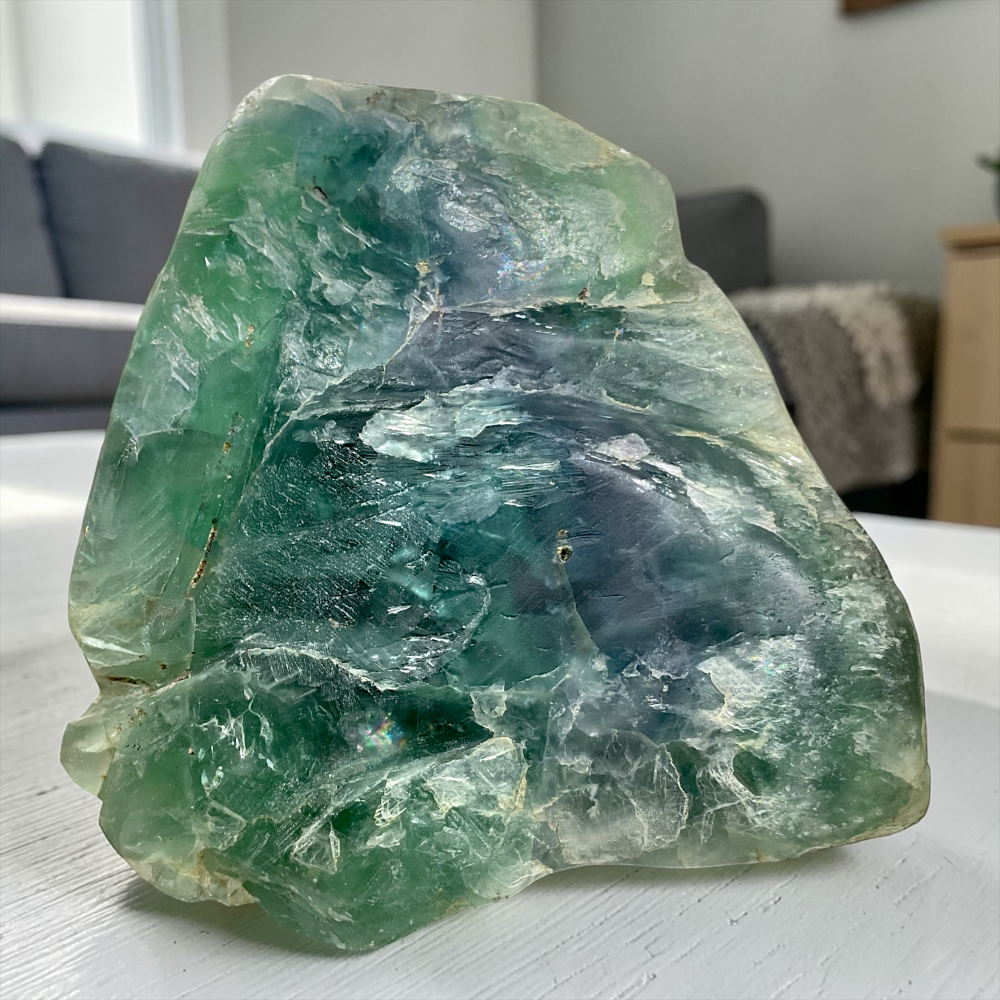 XL Grüner Fluorit Brocken AAA aus Mexiko – 2,763 kg – 14 × 11 × 15 cm – Unikat Masterpiece 1686 – Sammlerstück