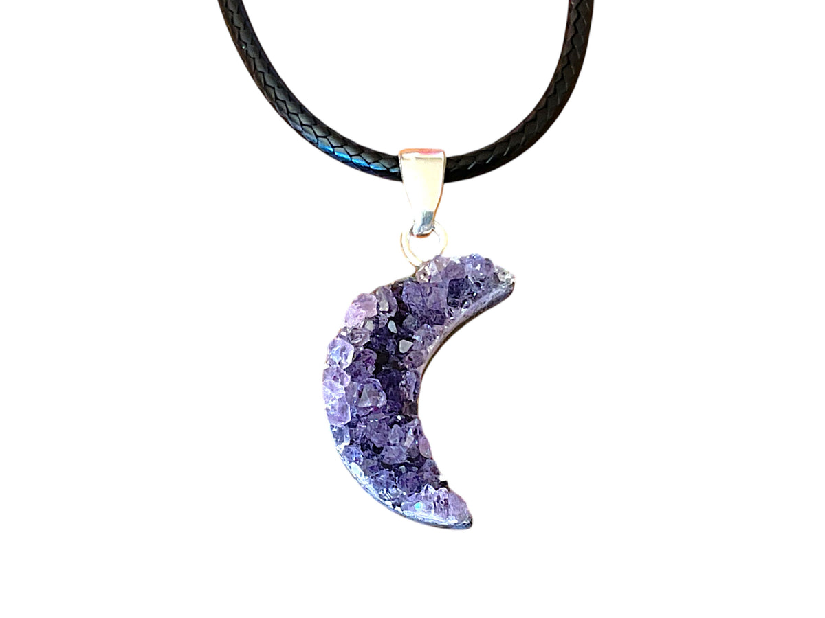 Amethyst Halbmond (Luna) Anhänger AAA-Qualität aus Brasilien - 20 × 15 mm - 925 Silber - echter Naturstein - Geschenkbox mit Edelsteinkarte