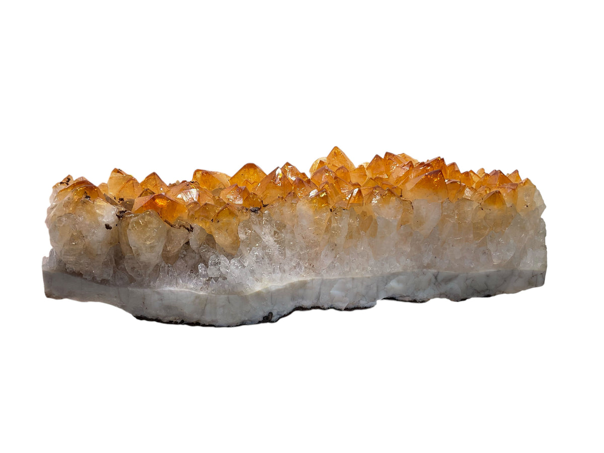 Citrin Kristallstufe gebrannt aus Brasilien – 785 g – 20 × 5 × 5 cm – AAA-Qualität mit goldgelben Kristallspitzen – Sammlerstück – Unikat Masterpiece 1668