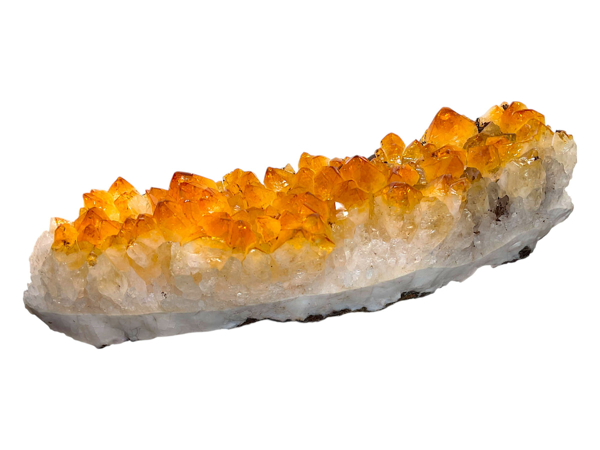 Citrin Kristallstufe gebrannt aus Brasilien – 785 g – 20 × 5 × 5 cm – AAA-Qualität mit goldgelben Kristallspitzen – Sammlerstück – Unikat Masterpiece 1668
