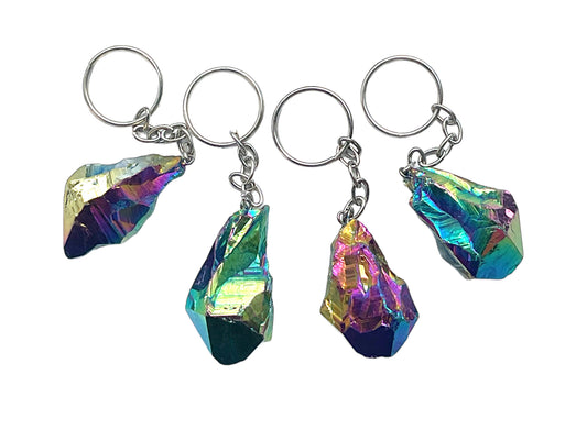 Amethyst Titanium Aura Quarz Schlüsselanhänger I Rainbow I Quarz-Aura I Titanium I Heilkristall I Heistein I USA