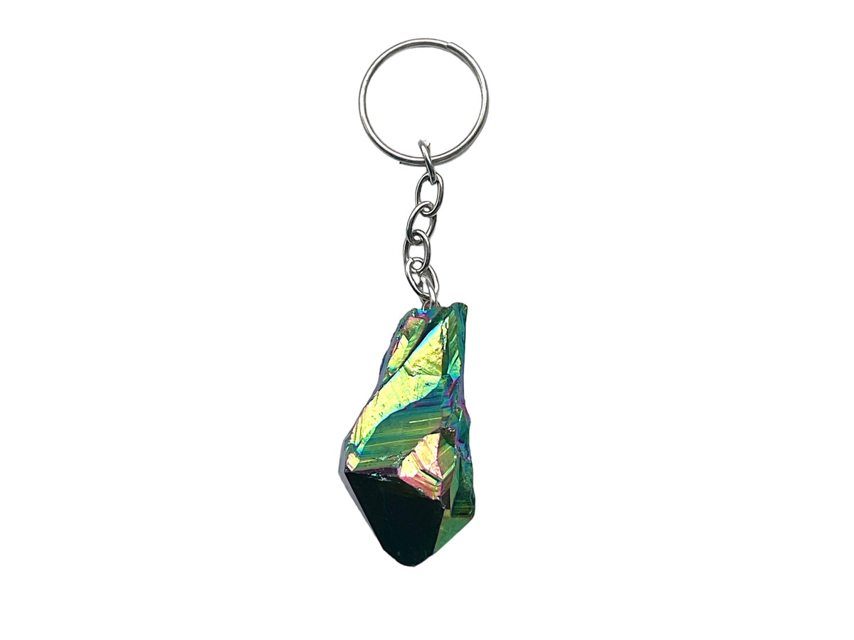 Amethyst Titanium Aura Quarz Schlüsselanhänger I Rainbow I Quarz-Aura I Titanium I Heilkristall I Heistein I USA