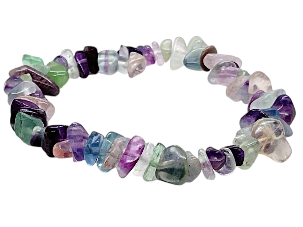 Echtes Regenbogenfluorit Splitteramband | angenehm zu tragen | Schutzstein gegen negative Energien I 18 cm I Mexiko