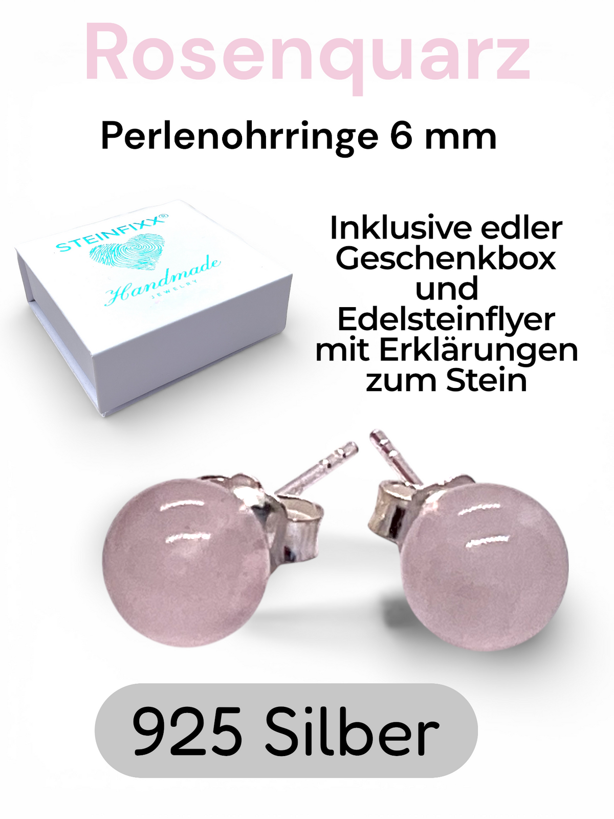 Silber Edelstein Perlen Ohrring | 6mm | 925 Silber  | in Geschenkbox | verschiedene Varianten | Ohrringe - Energiesteine