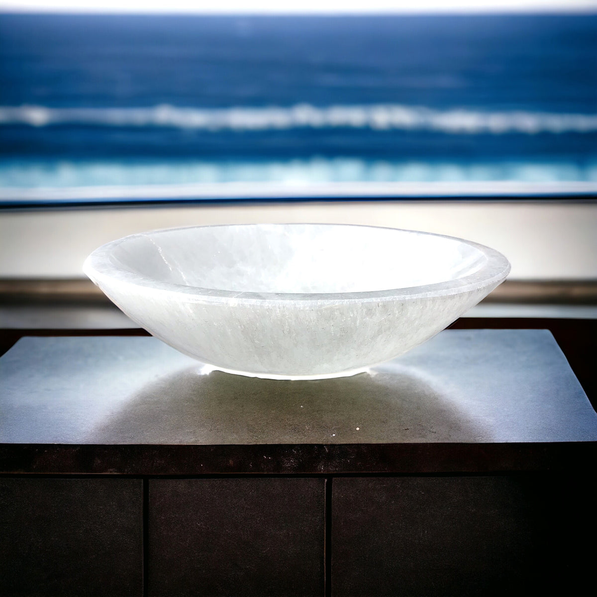 XXL Selenit Ladeschale Bowl Ø 20 cm - ca. 1000gr. - Kristallschale - in dieser Größe selten erhältlich - AAA-Qualität - Marokko