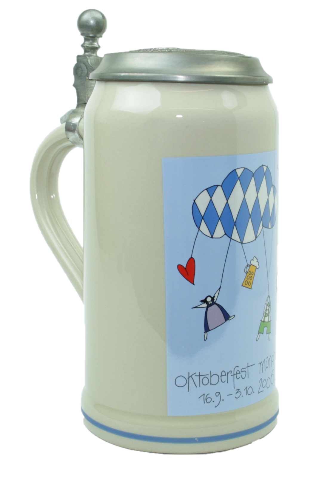 Original Oktoberfestkrug 2006 mit Zinndeckel I Jahreskrug I Zertifikat