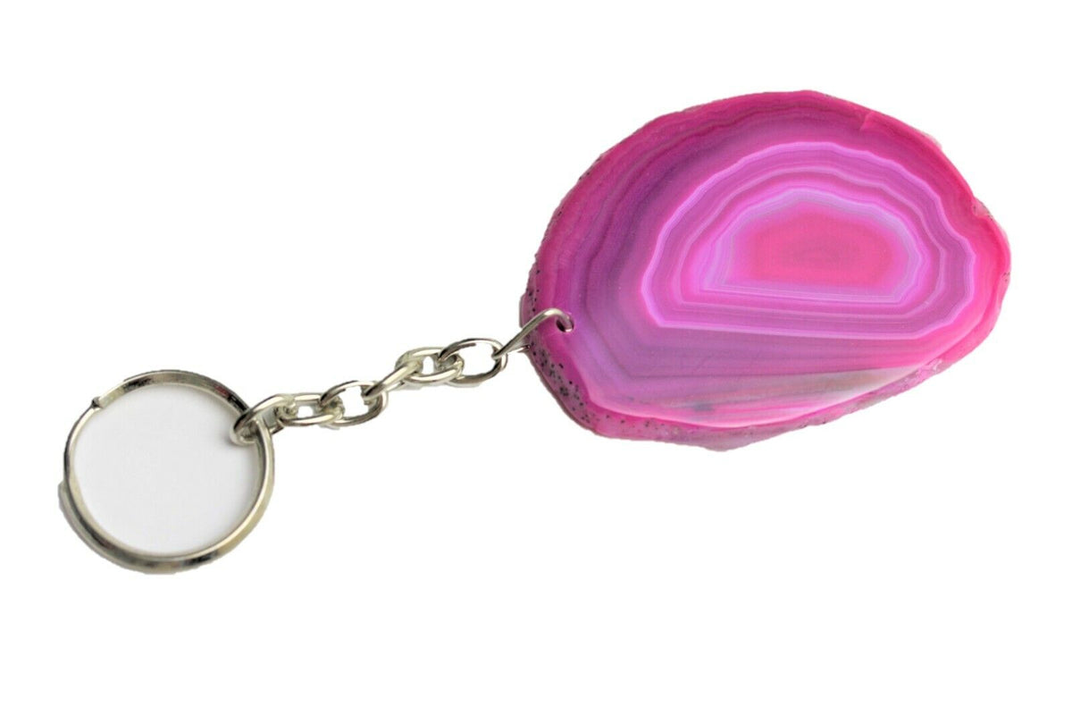 Achat Schlüsselanhänger AAA aus Brasilien – echte polierte Achatscheibe in 5 Farben – ca. 50 × 30 mm