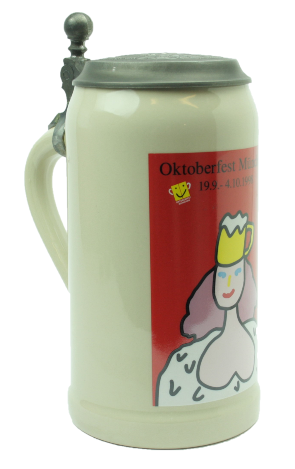 Original Oktoberfestkrug 1998 mit Zinndeckel I Jahreskrug I Zertifikat