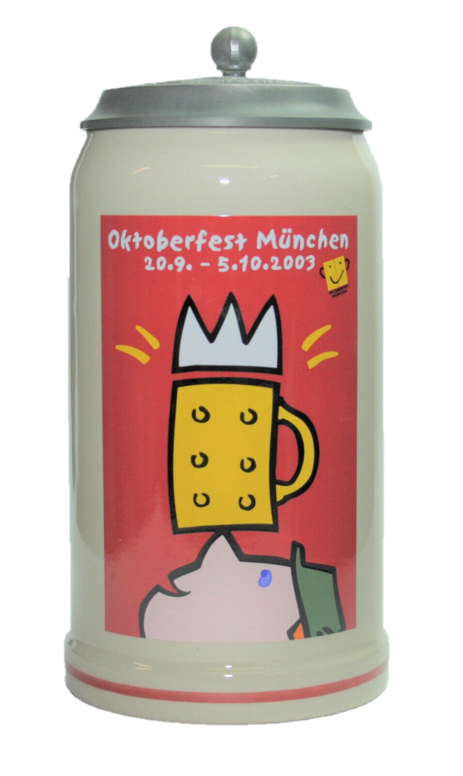 Original Oktoberfestkrug 2003 mit Zinndeckel I Jahreskrug I Zertifikat
