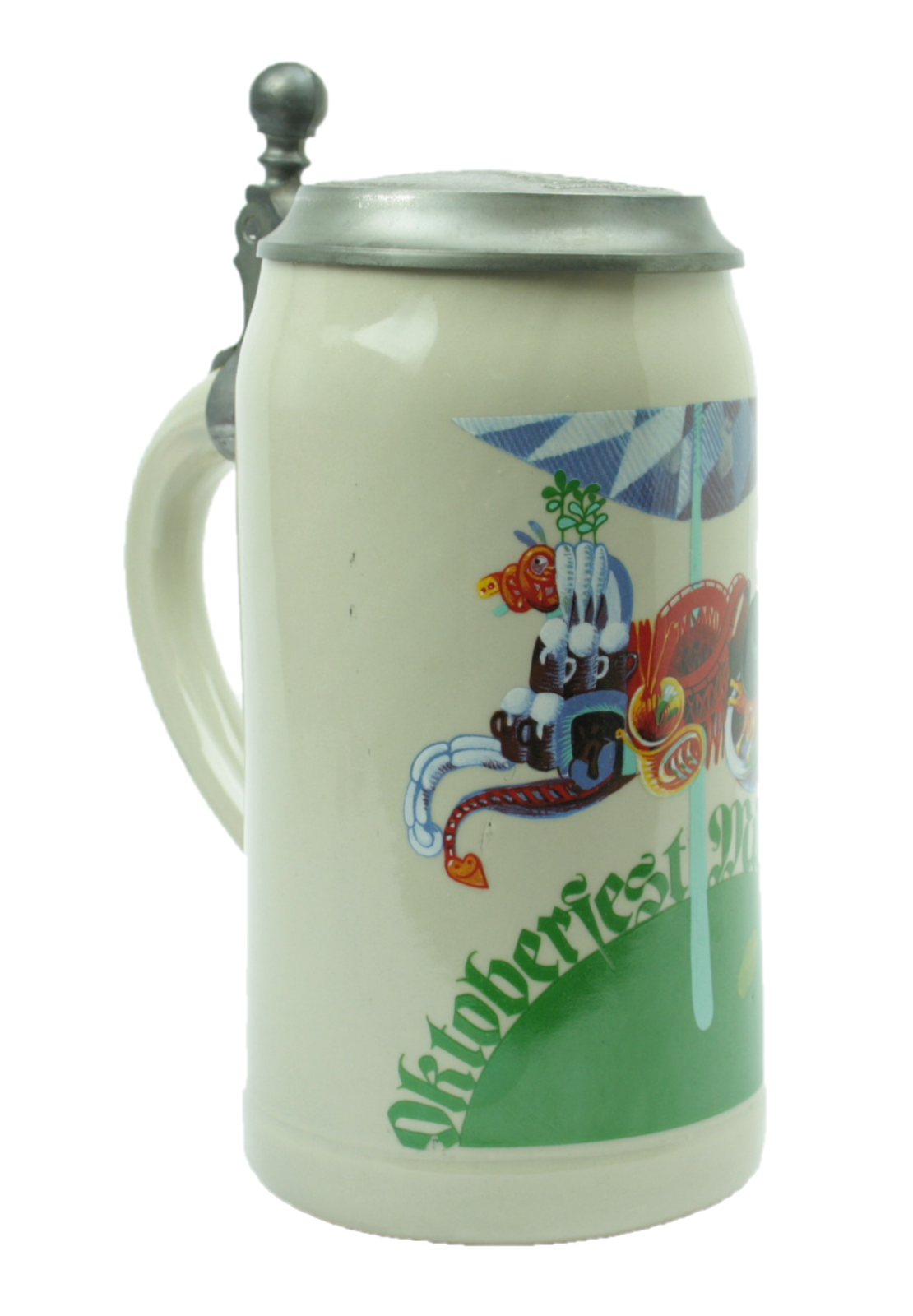 Original Oktoberfestkrug 1990 mit Zinndeckel I Jahreskrug I Zertifikat