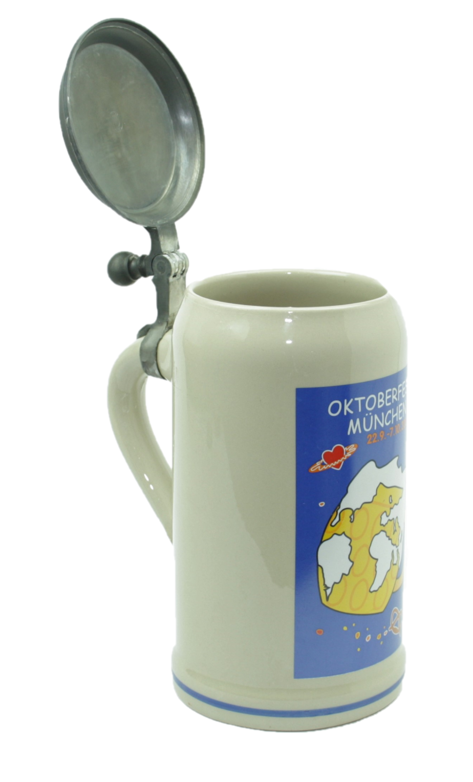 Original Oktoberfestkrug 2001 mit Zinndeckel I Jahreskrug I Zertifikat