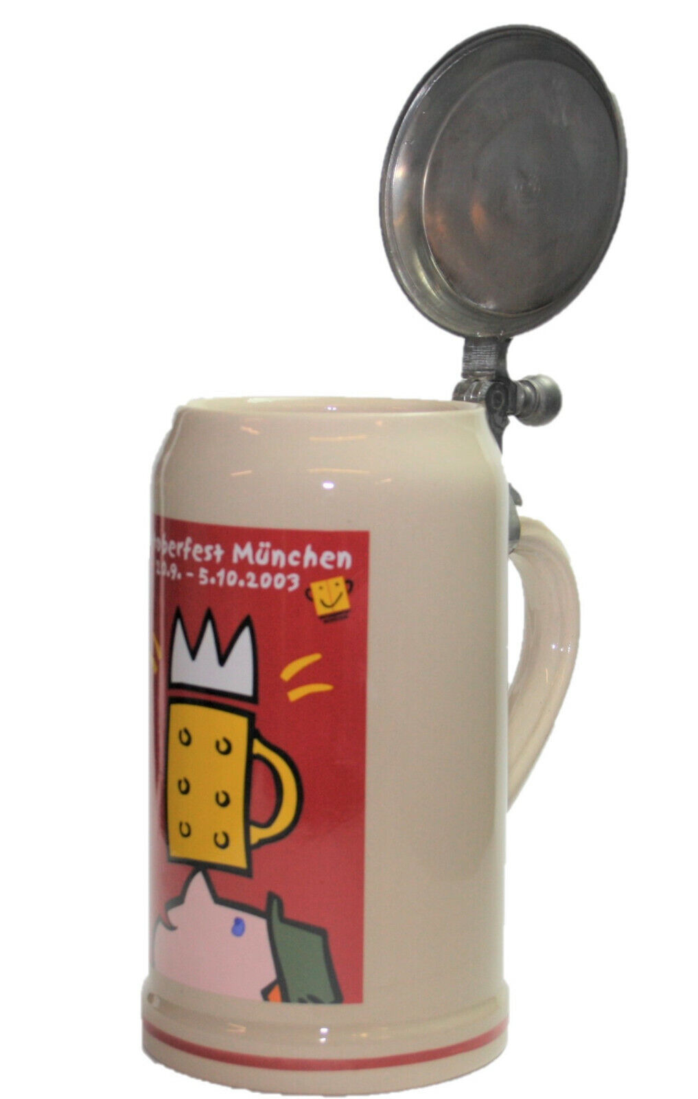 Original Oktoberfestkrug 2003 mit Zinndeckel I Jahreskrug I Zertifikat