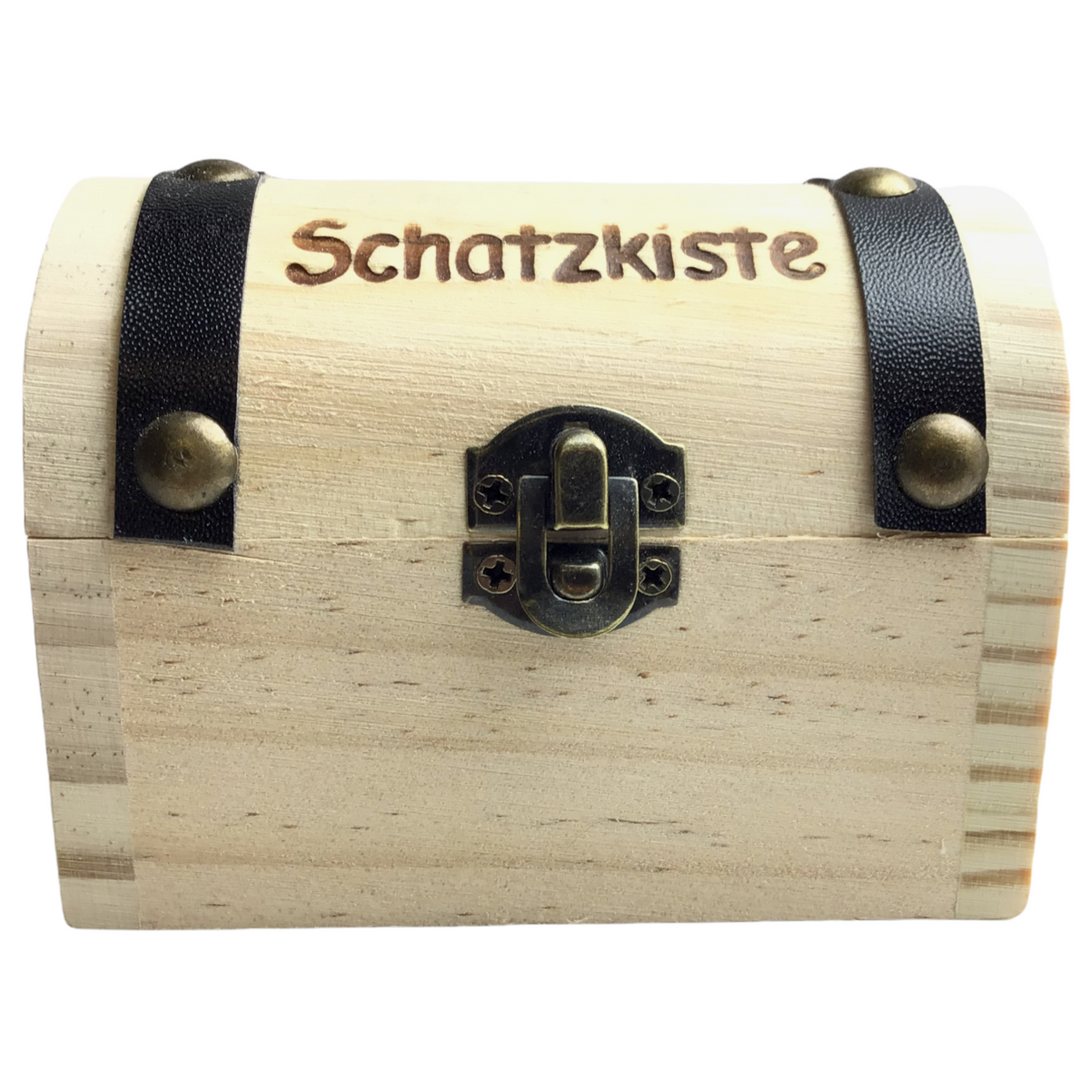 Schatzkiste zum selber befüllen aus Naturholz mit Stahlscharnier