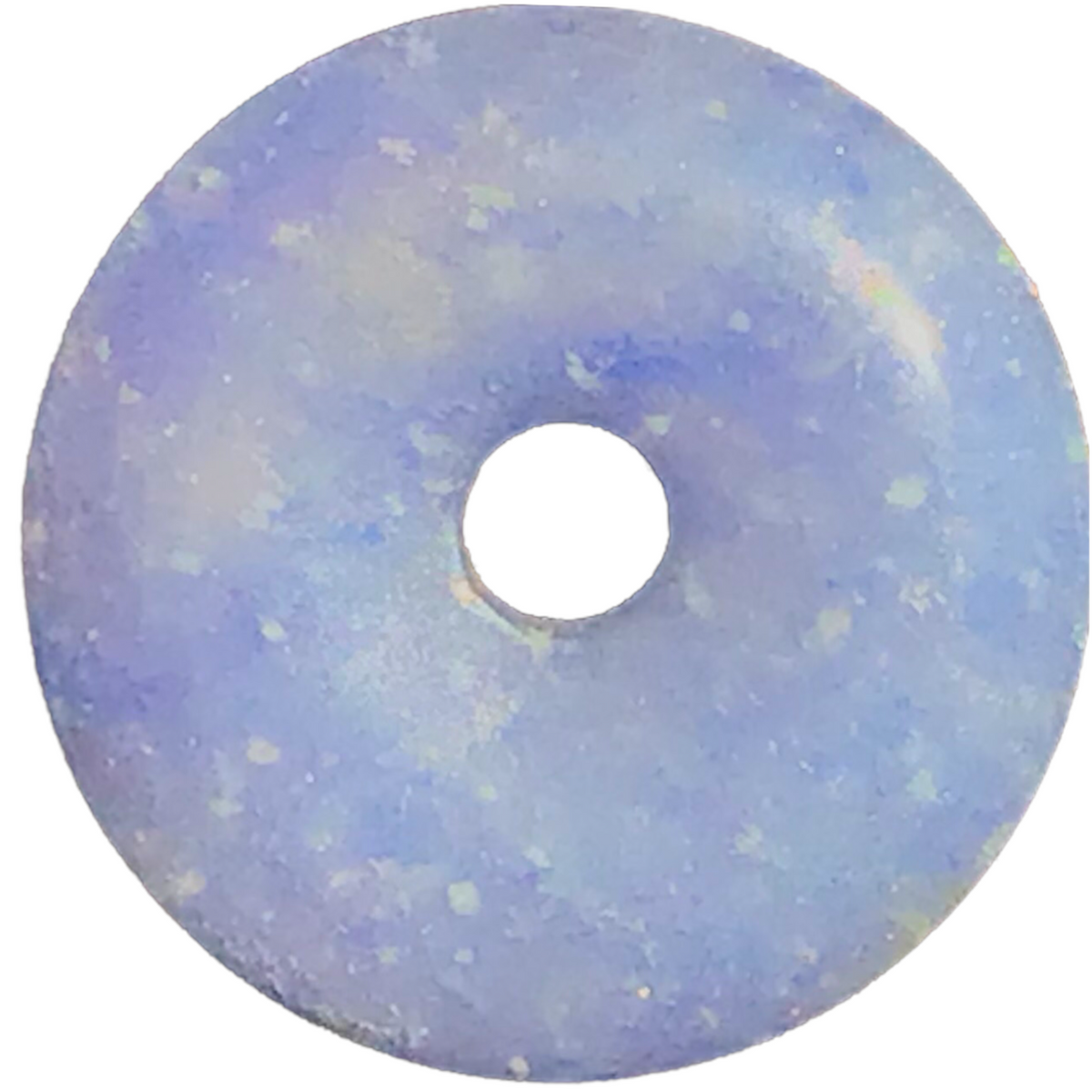 Premium Blauer Aventurin Edelstein-Donut (Blauquarz) optional als Kette mit versilberter oder vergoldeter Spirale und Wildlederband