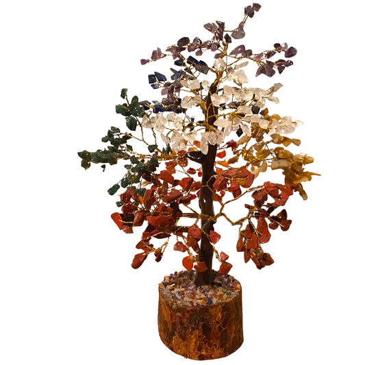 Sieben-Chakra Lebensbaum I Reichtumsbaum I 500 Steine I 30x20cm I 450-500 Gramm I Geschenkidee