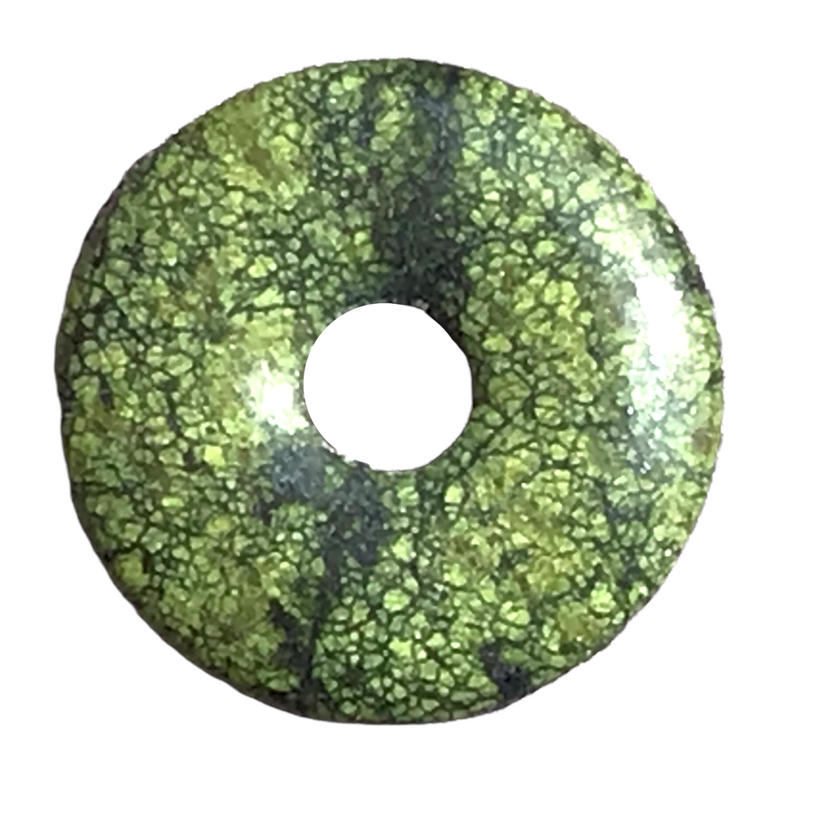 Premium Mamba-Stone Edelstein-Donut optional als Kette mit versilberter oder vergoldeter Spirale und Wildlederband