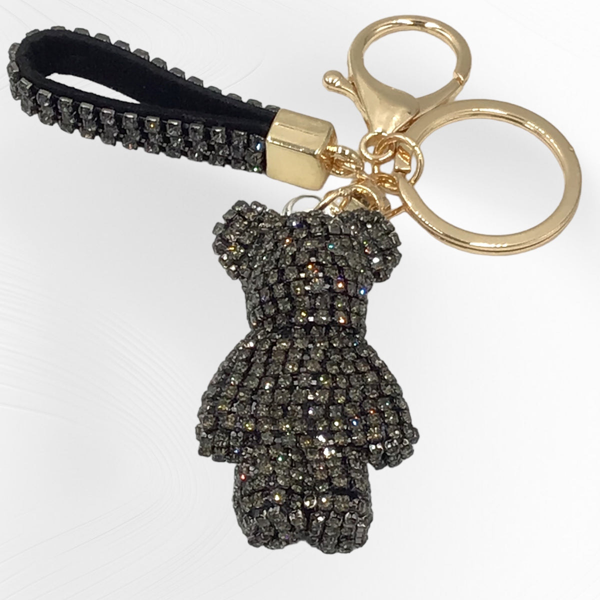 Strass-Bär Schlüsselanhänger – funkelndes Bärchen mit Lederschlaufe & Schlüsselring – 9 Farben zur Auswahl – edles Taschen-Accessoire & Geschenkidee