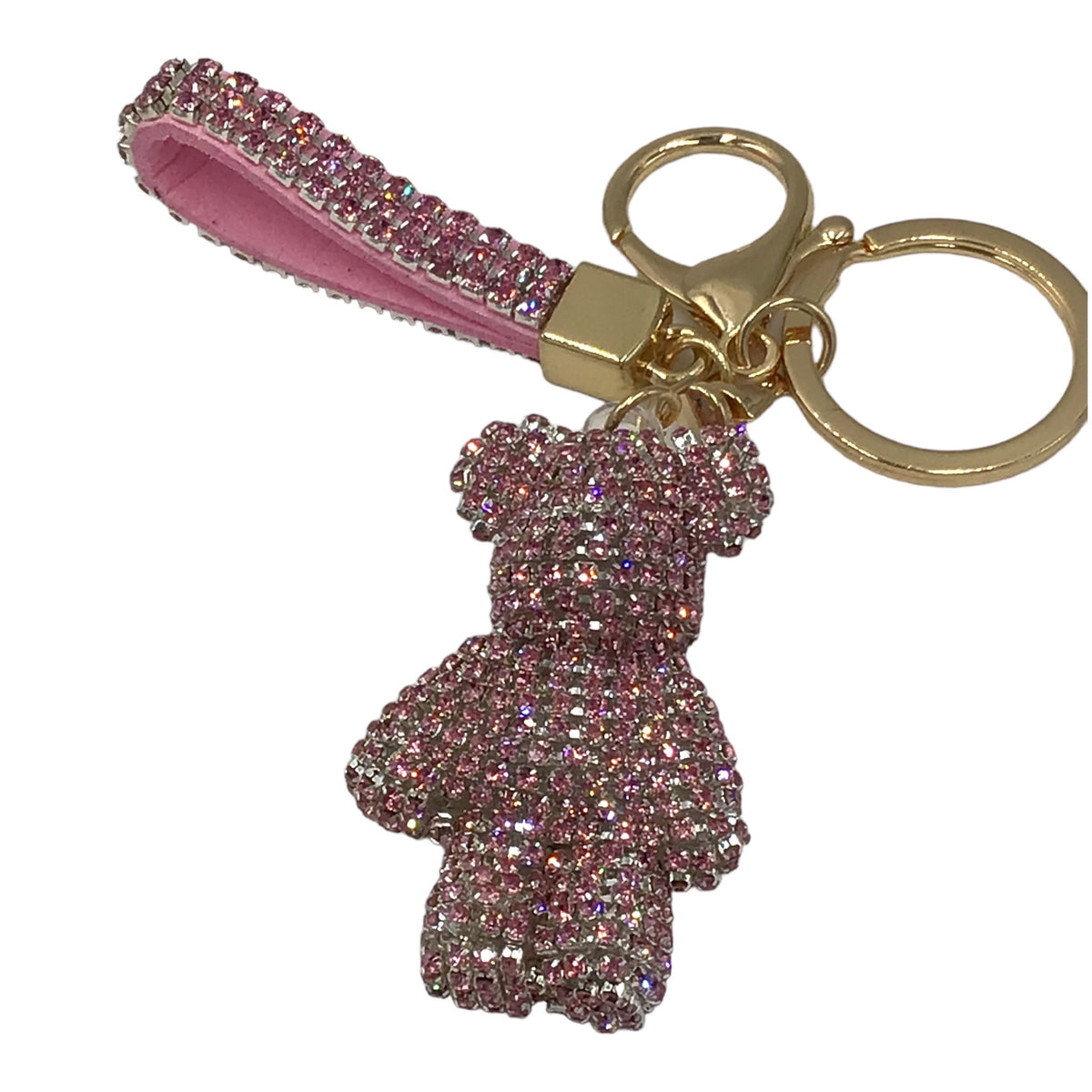 Strass-Bär Schlüsselanhänger – funkelndes Bärchen mit Lederschlaufe & Schlüsselring – 9 Farben zur Auswahl – edles Taschen-Accessoire & Geschenkidee