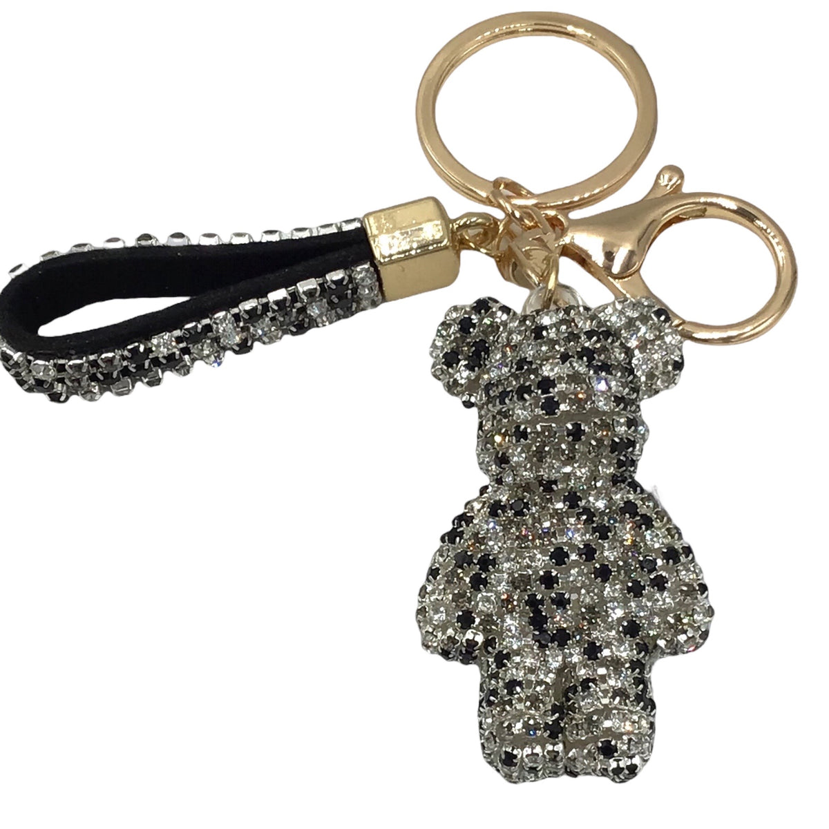 Strass-Bär Schlüsselanhänger – funkelndes Bärchen mit Lederschlaufe & Schlüsselring – 9 Farben zur Auswahl – edles Taschen-Accessoire & Geschenkidee