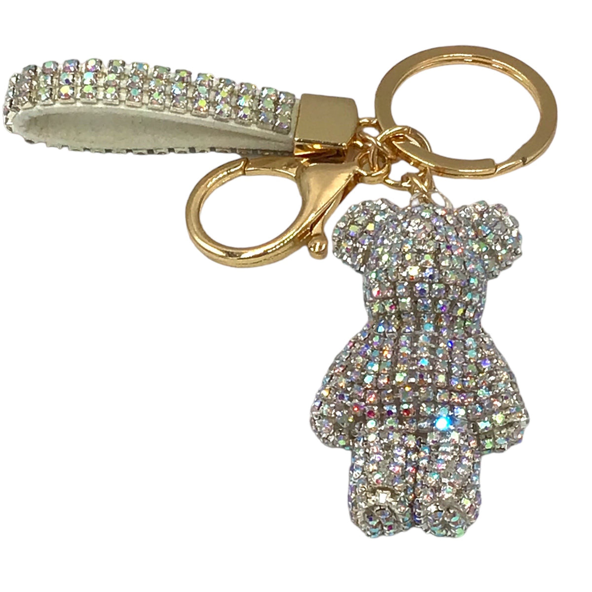 Strass-Bär Schlüsselanhänger – funkelndes Bärchen mit Lederschlaufe & Schlüsselring – 9 Farben zur Auswahl – edles Taschen-Accessoire & Geschenkidee