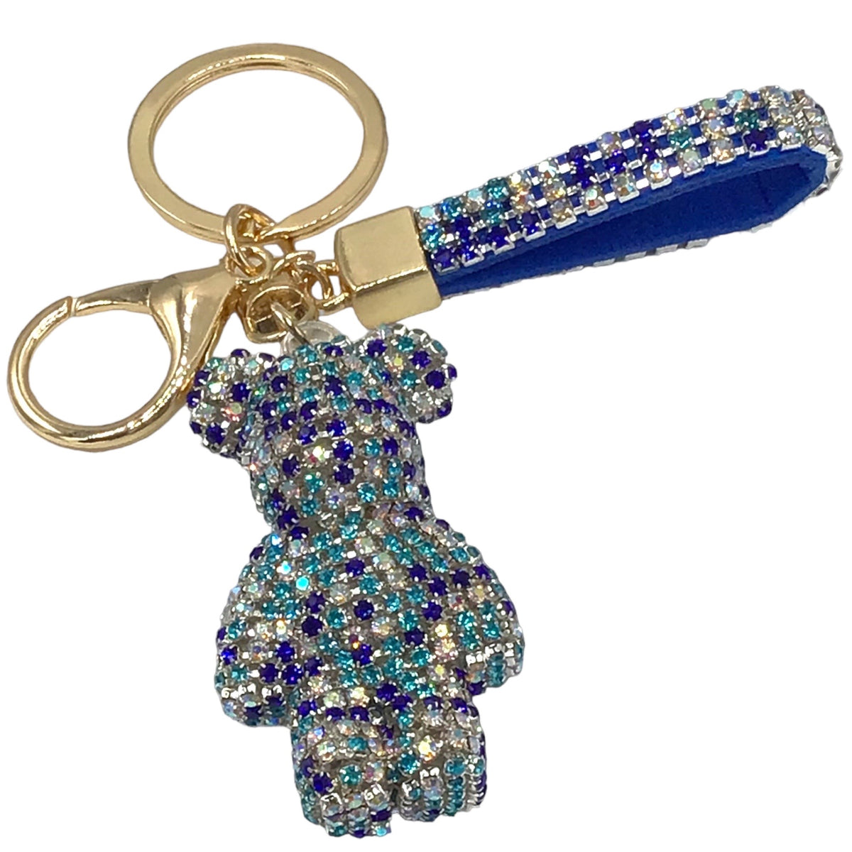 Strass-Bär Schlüsselanhänger – funkelndes Bärchen mit Lederschlaufe & Schlüsselring – 9 Farben zur Auswahl – edles Taschen-Accessoire & Geschenkidee