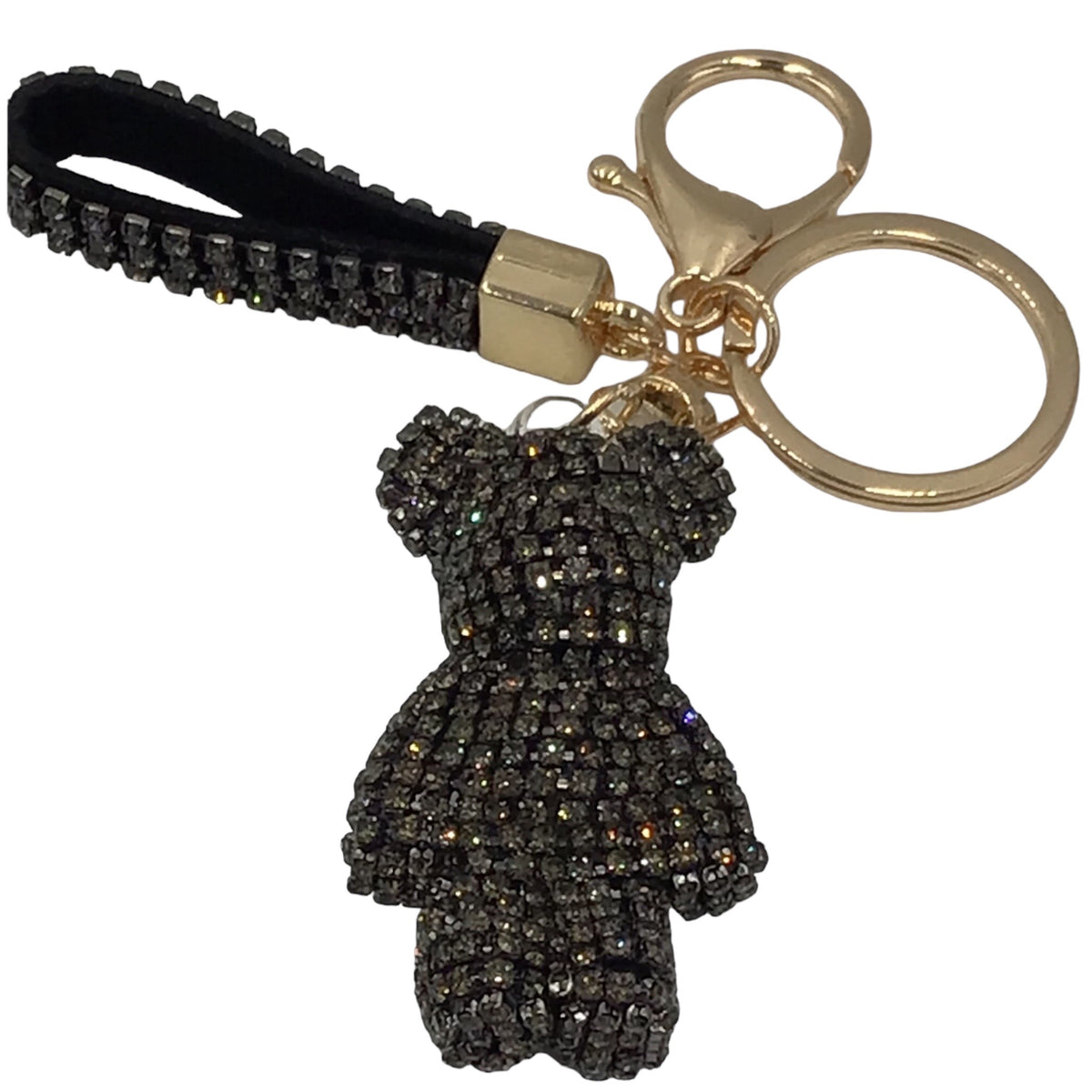 Strass-Bär Schlüsselanhänger – funkelndes Bärchen mit Lederschlaufe & Schlüsselring – 9 Farben zur Auswahl – edles Taschen-Accessoire & Geschenkidee
