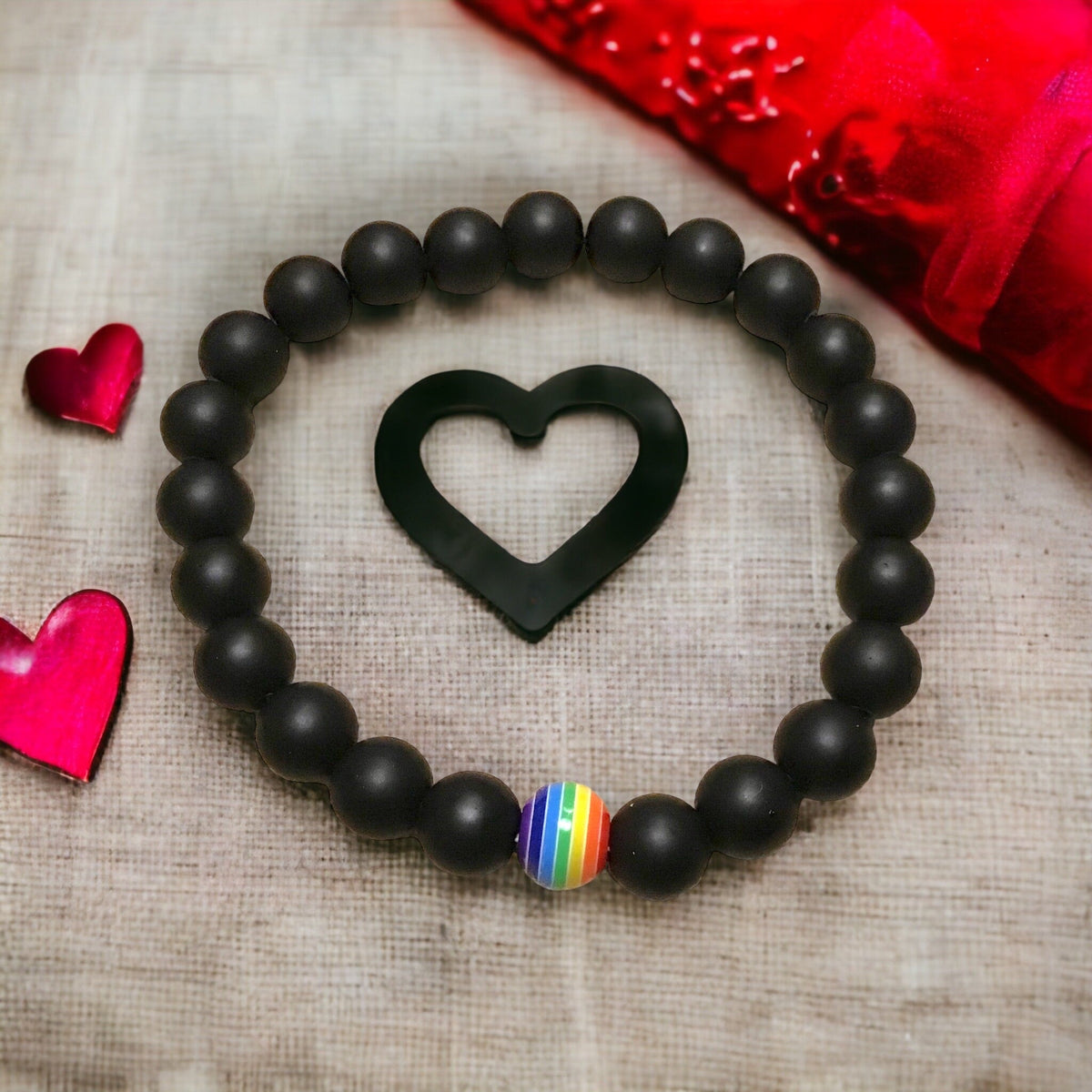 Obsidian Kraftarmband | Stolz-Pride | Wunscharmband | Glücksarmband| - LGBTQIA+ - Regenbogenperle - Akzeptanzstein - Trage Deine Farben mit Stolz!
