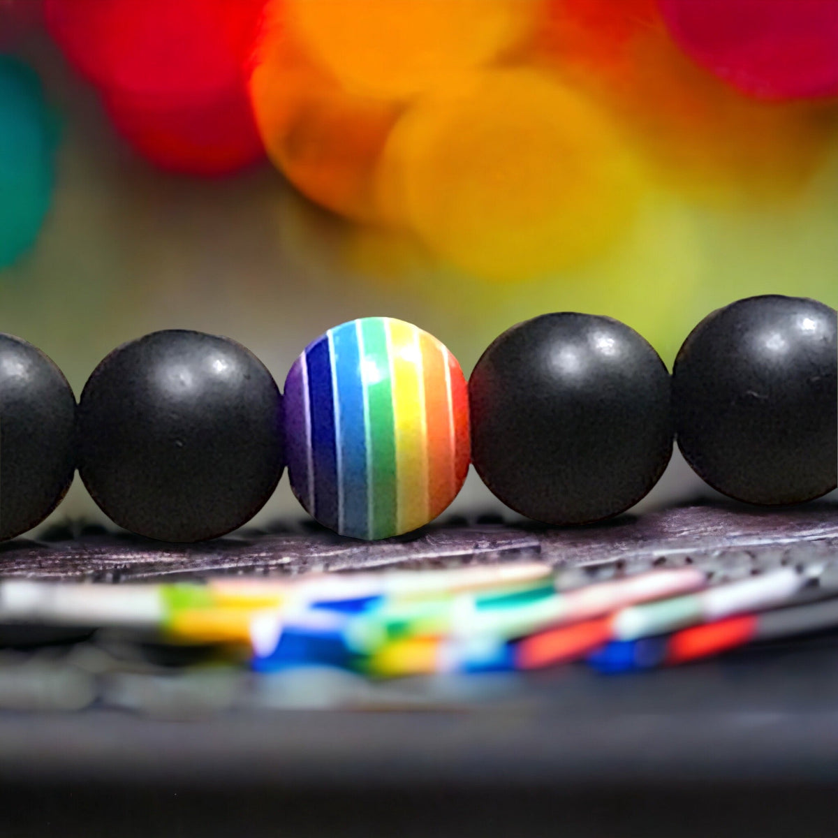 Obsidian Kraftarmband | Stolz-Pride | Wunscharmband | Glücksarmband| - LGBTQIA+ - Regenbogenperle - Akzeptanzstein - Trage Deine Farben mit Stolz!