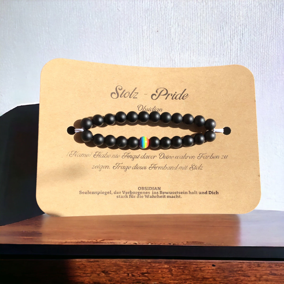 Obsidian Kraftarmband | Stolz-Pride | Wunscharmband | Glücksarmband| - LGBTQIA+ - Regenbogenperle - Akzeptanzstein - Trage Deine Farben mit Stolz!
