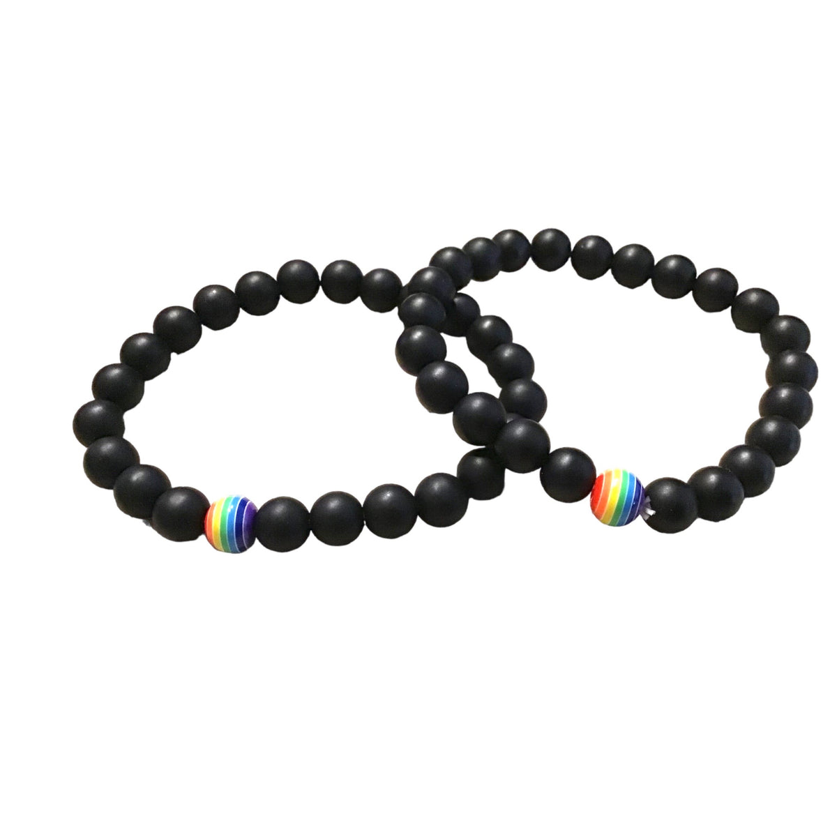 Obsidian Perlenarmband Set - LGBTQIA+ - Regenbogenperle - Akzeptanzstein - Trage Deine Farben mit Stolz!