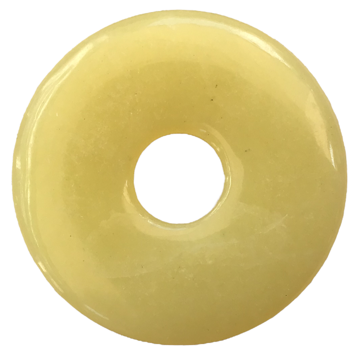 Gelbe Jade Donut -Edelstein - 30mm - optional als Kette mit versilberter oder vergoldeter Spirale und Wildlederband - AAA-Qualität - Brasilien