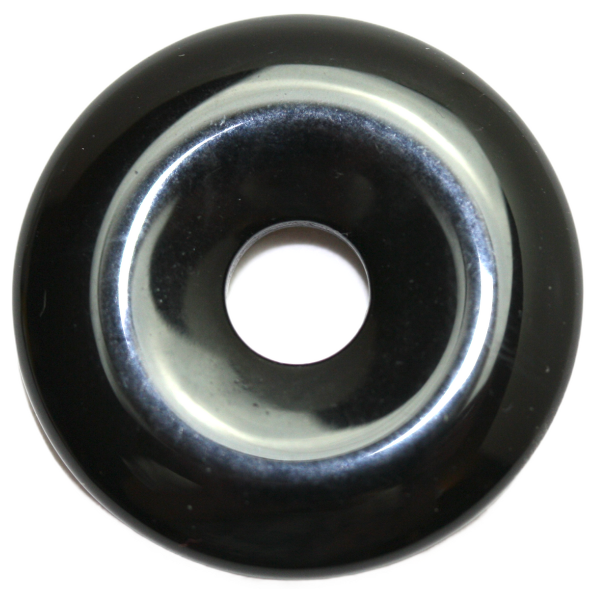 Premium Onyx Edelstein-Donut optional als Kette mit versilberter oder vergoldeter Spirale und Wildlederband