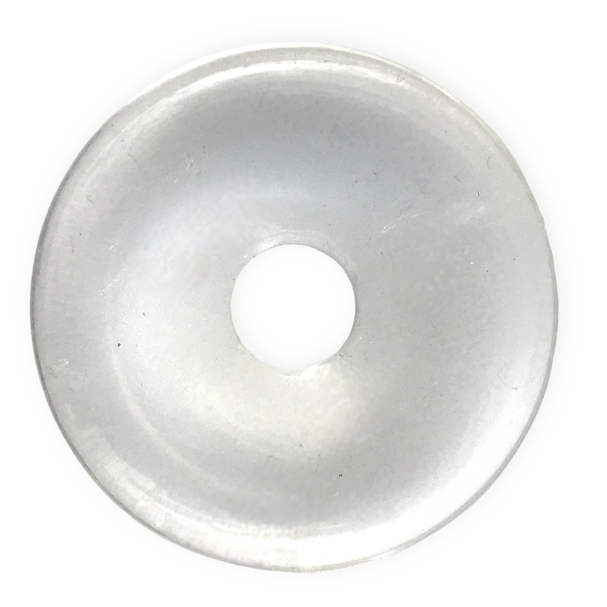 Premium Edelstein-Donut Bergkristall top Qualität optional als Kette mit versilberter oder vergoldeter Spirale und Wildlederband