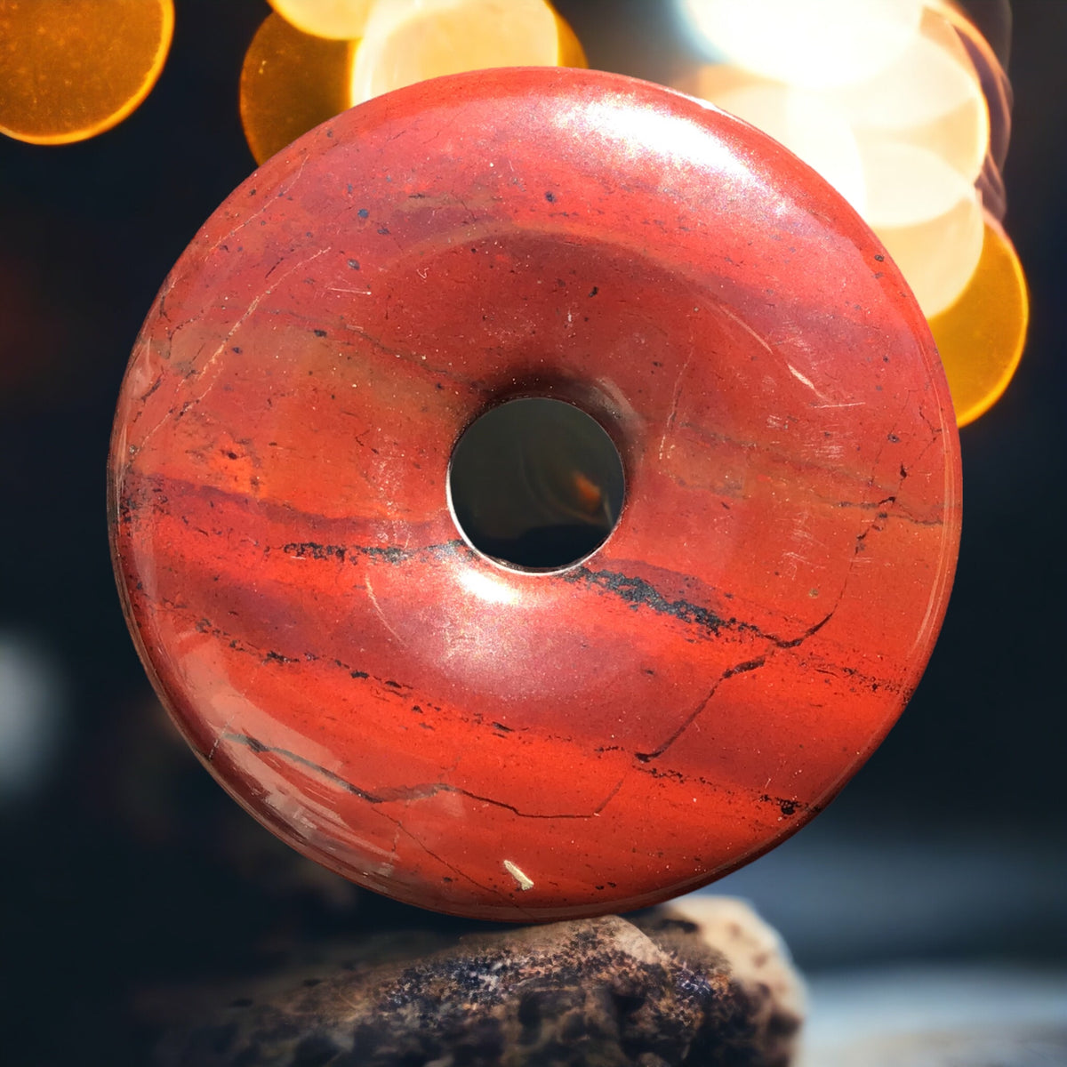 Premium Mahagoni Obsidian Edelstein-Donut optional als Kette mit versilberter oder vergoldeter Spirale und Wildlederband