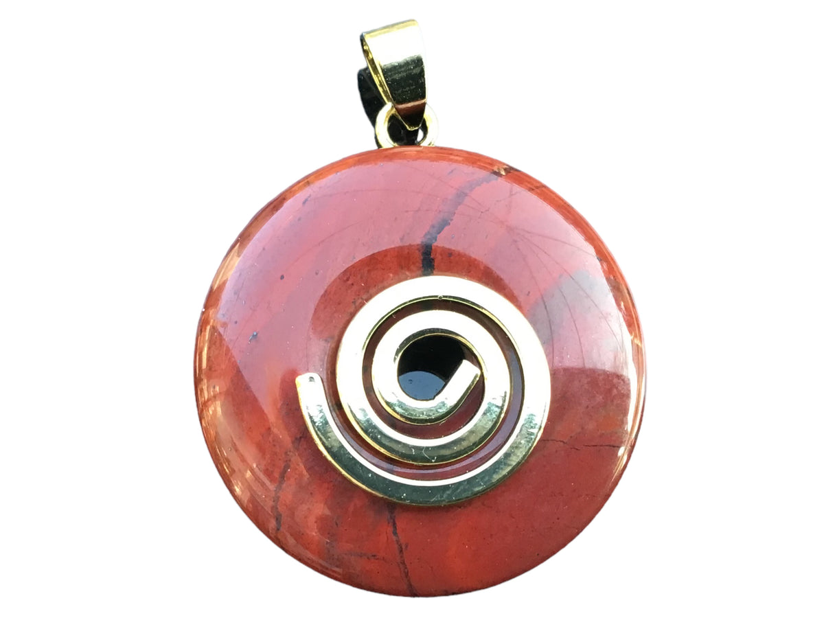 Premium Mahagoni Obsidian Edelstein-Donut optional als Kette mit versilberter oder vergoldeter Spirale und Wildlederband