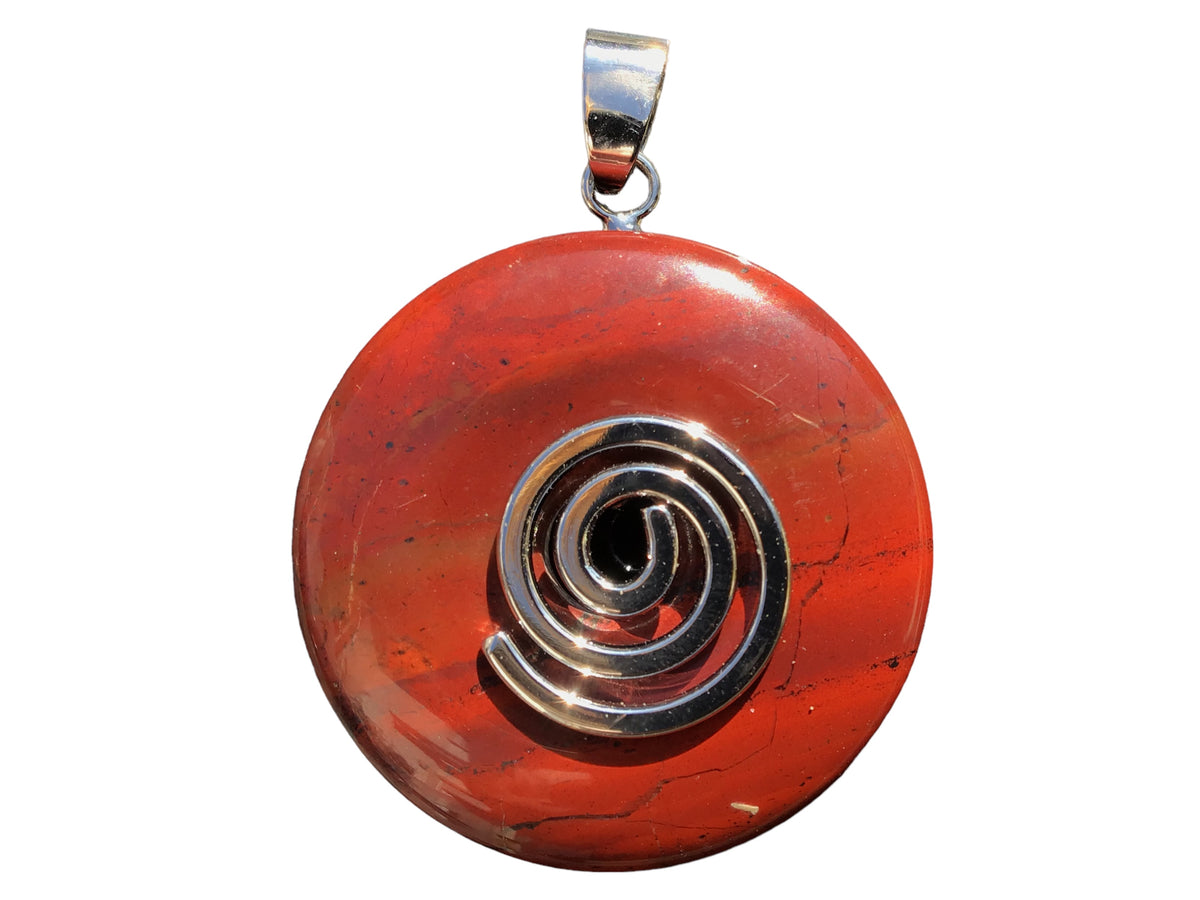 Premium Mahagoni Obsidian Edelstein-Donut optional als Kette mit versilberter oder vergoldeter Spirale und Wildlederband