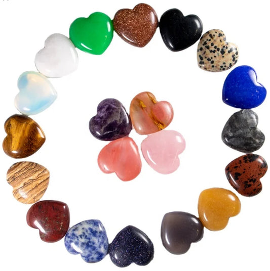 Edelstein Glücksherzen als Paar – 27 echte Mineralien zur Auswahl – 2 Herzen à 20 × 20 mm – im Samtsäckchen – liebevolle Geschenkidee