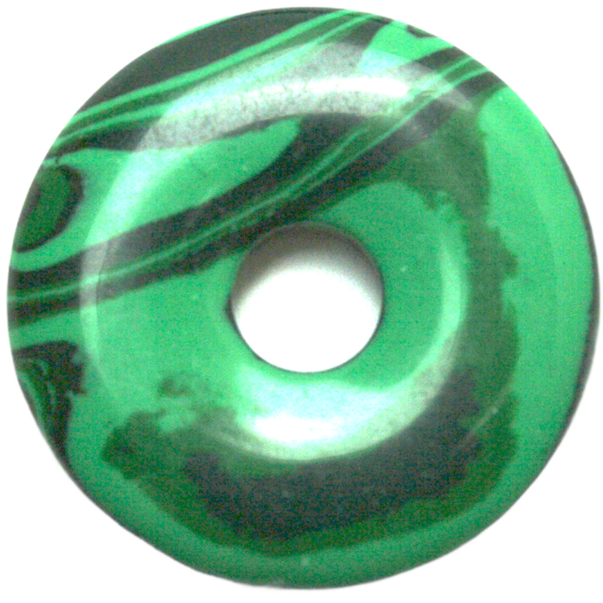 Premium Edelstein-Donut Malachitglas optional als Kette mit versilberter oder vergoldeter Spirale und Wildlederband